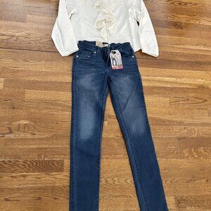 NEW - Girl's Set: Zara Blouse Ruffle Top and Levi’s Jeans 711 – Size 12
